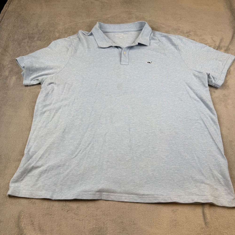 Vineyard Vines Men's‎ XXL Light Blue Solid Short Sleeve Polo Shirt Whale Logo